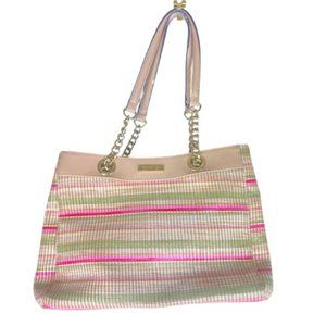 Authentic Calvin Klein Women's Tote, Multi Color, cream, pink, green, white,gold